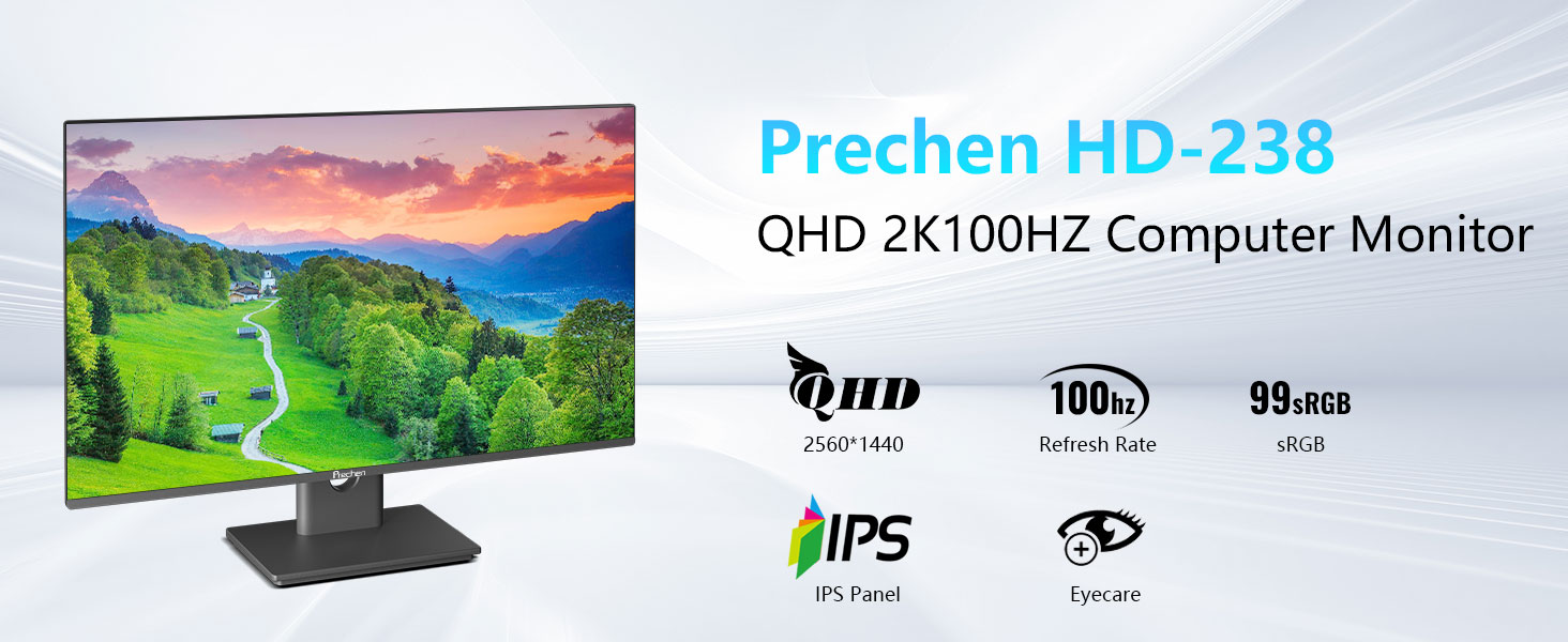 Amazon.com: 23.8 Inch PC Gaming Monitor QHD 2560x1440 2K 100Hz